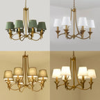 MODERN CHANDELIER WITH FABRIC WHITE LAMPSHADE