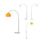 MODERN CHROME ARC FLOOR LAMP WITH GLASS LAMPSHADE | DESIGN OPO8950