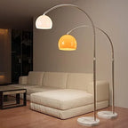 MODERN CHROME ARC FLOOR LAMP WITH GLASS LAMPSHADE | DESIGN OPO8950