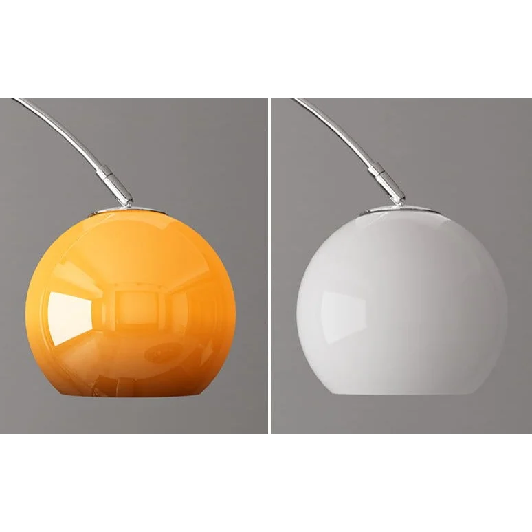 MODERN CHROME ARC FLOOR LAMP WITH GLASS LAMPSHADE | DESIGN OPO8950