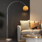 MODERN CHROME ARC FLOOR LAMP WITH GLASS LAMPSHADE | DESIGN OPO8950