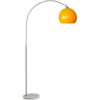 MODERN CHROME ARC FLOOR LAMP WITH GLASS LAMPSHADE | DESIGN OPO8950