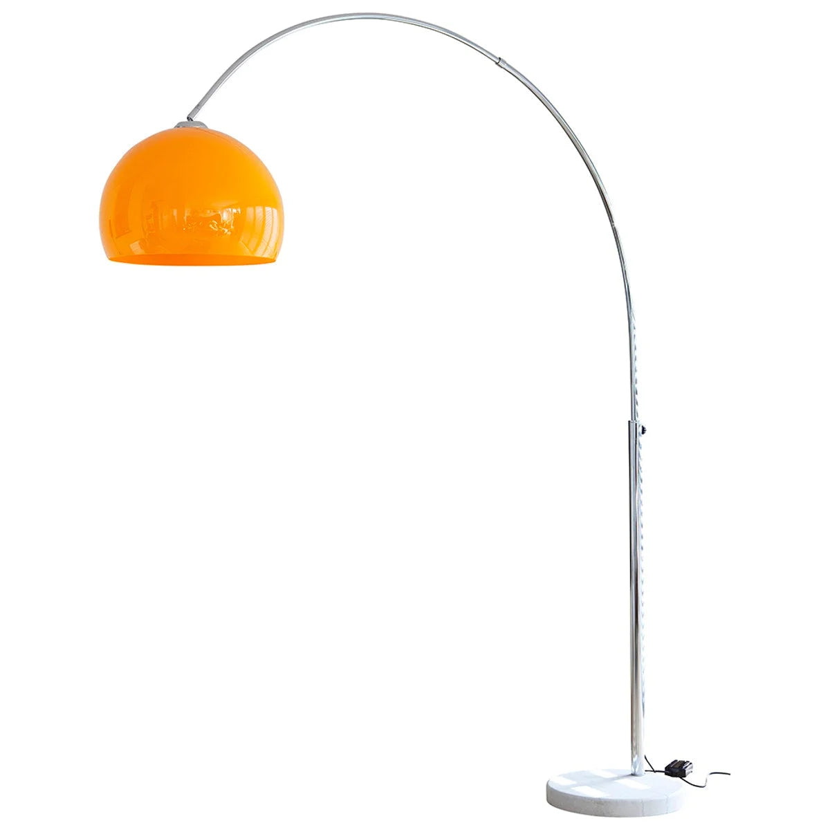 MODERN CHROME ARC FLOOR LAMP WITH GLASS LAMPSHADE | DESIGN OPO8950