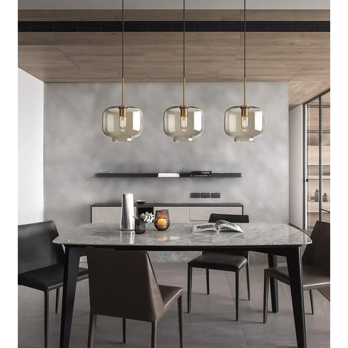 MODERN COGNAC GLASS PENDANT LAMP