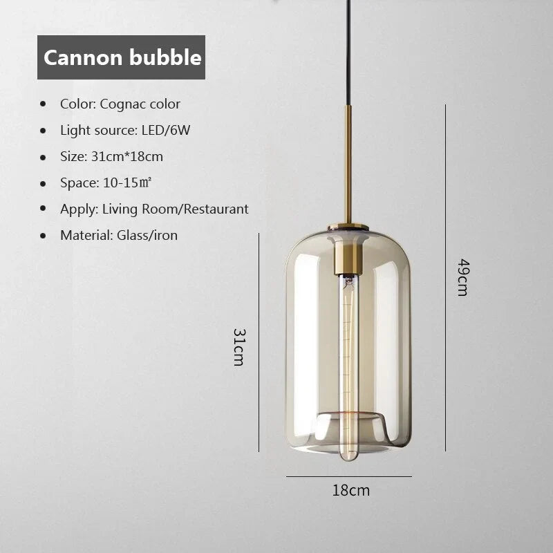 MODERN COGNAC GLASS PENDANT LAMP