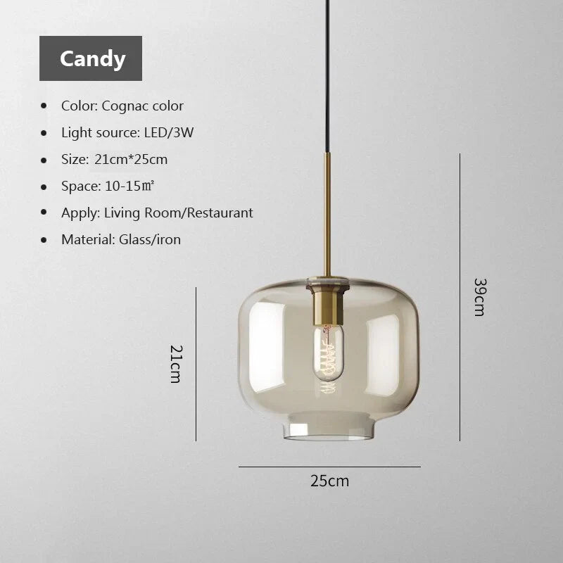 MODERN COGNAC GLASS PENDANT LAMP