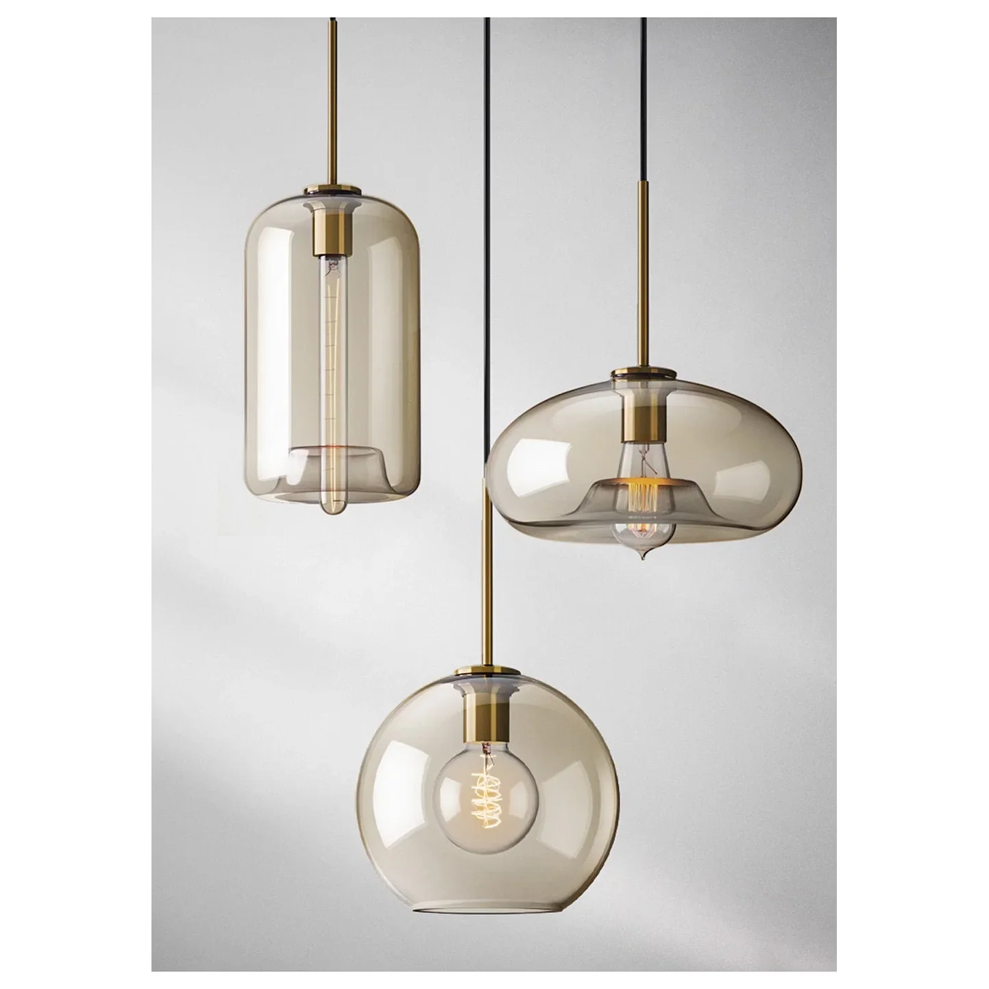 MODERN COGNAC GLASS PENDANT LAMP