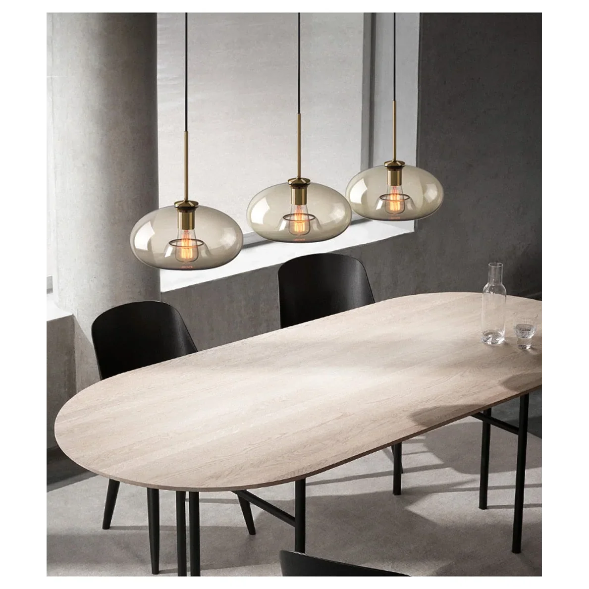 MODERN COGNAC GLASS PENDANT LAMP
