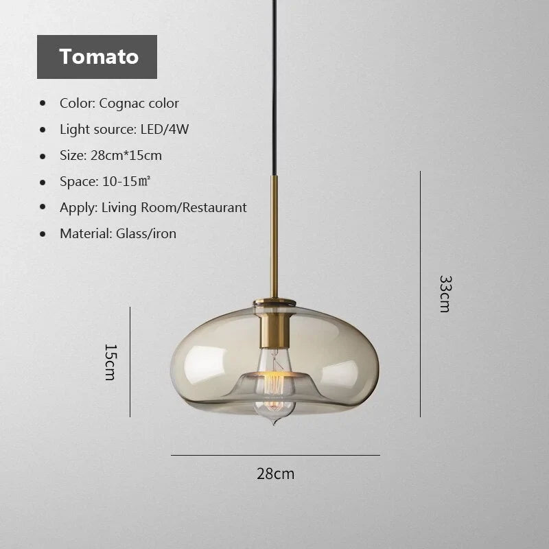 MODERN COGNAC GLASS PENDANT LAMP