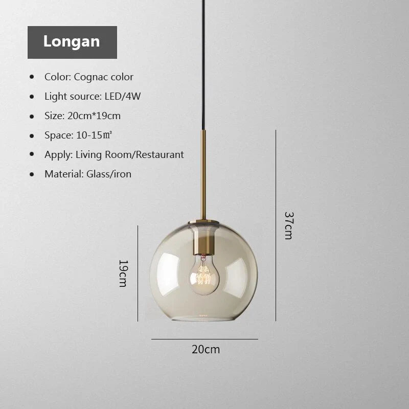MODERN COGNAC GLASS PENDANT LAMP