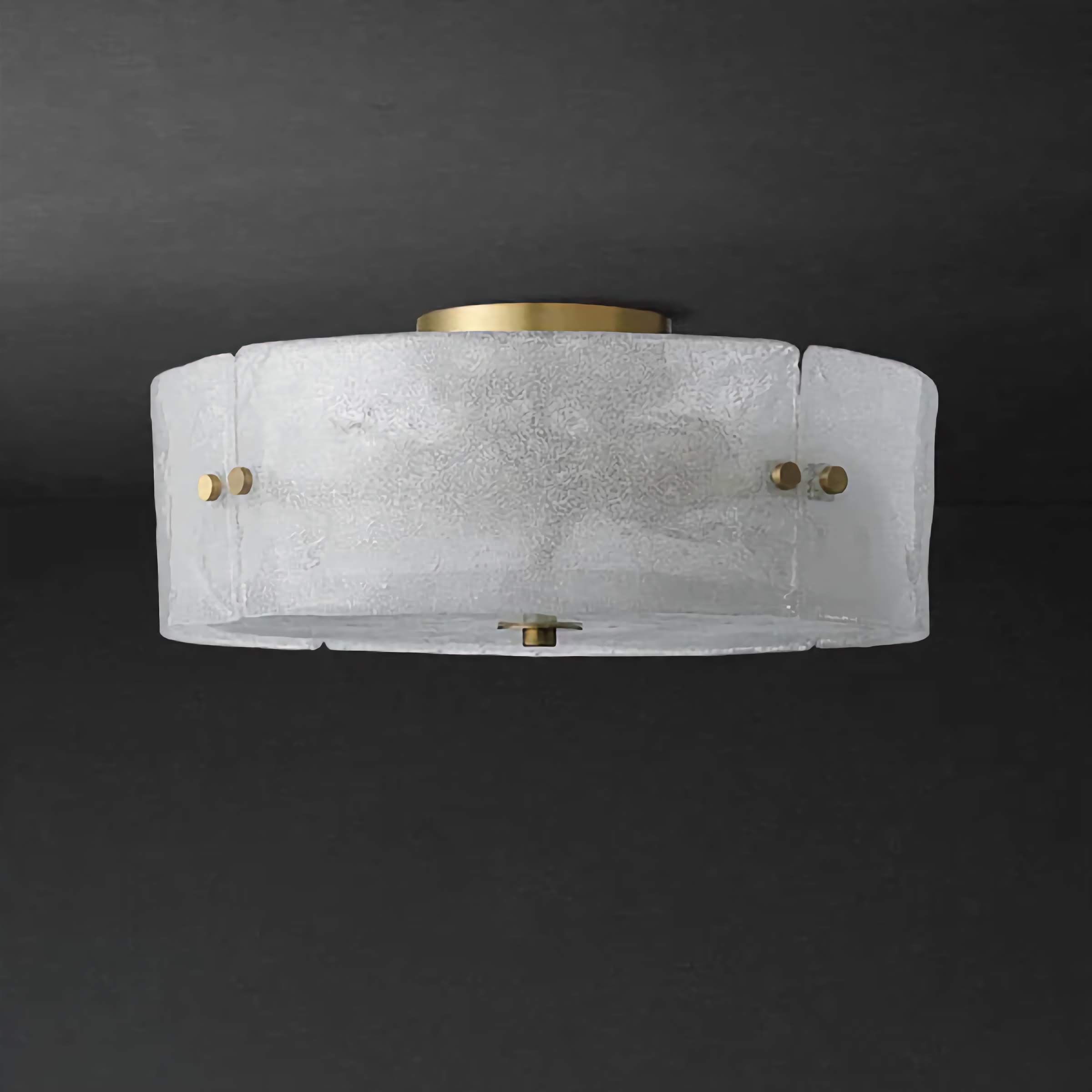 MODERN FROSTED GLASS AND COPPER FLUSH MOUNT