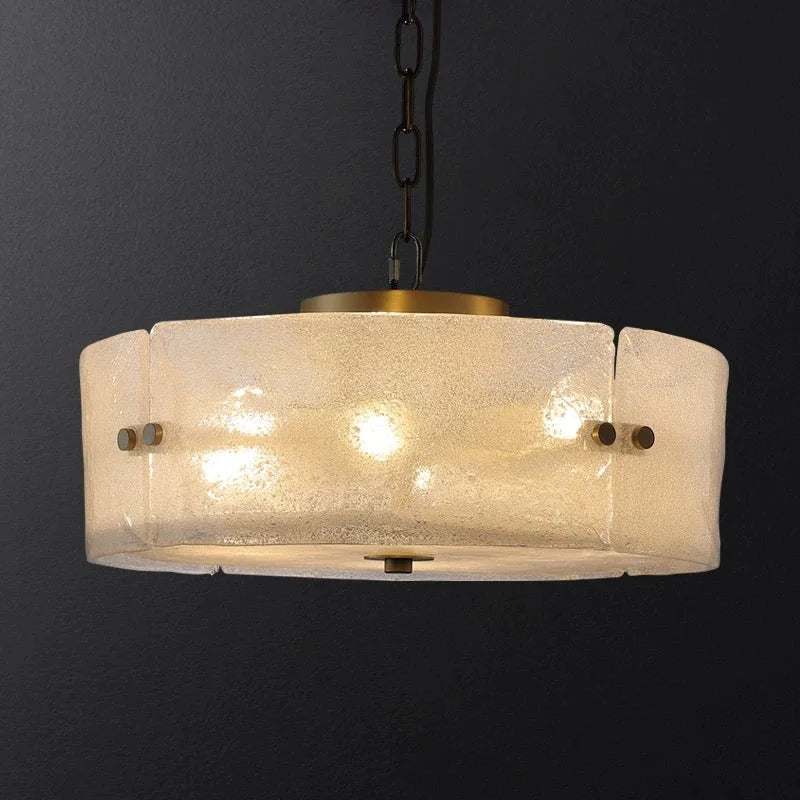 MODERN FROSTED GLASS AND COPPER FLUSH MOUNT