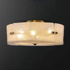 MODERN FROSTED GLASS AND COPPER FLUSH MOUNT