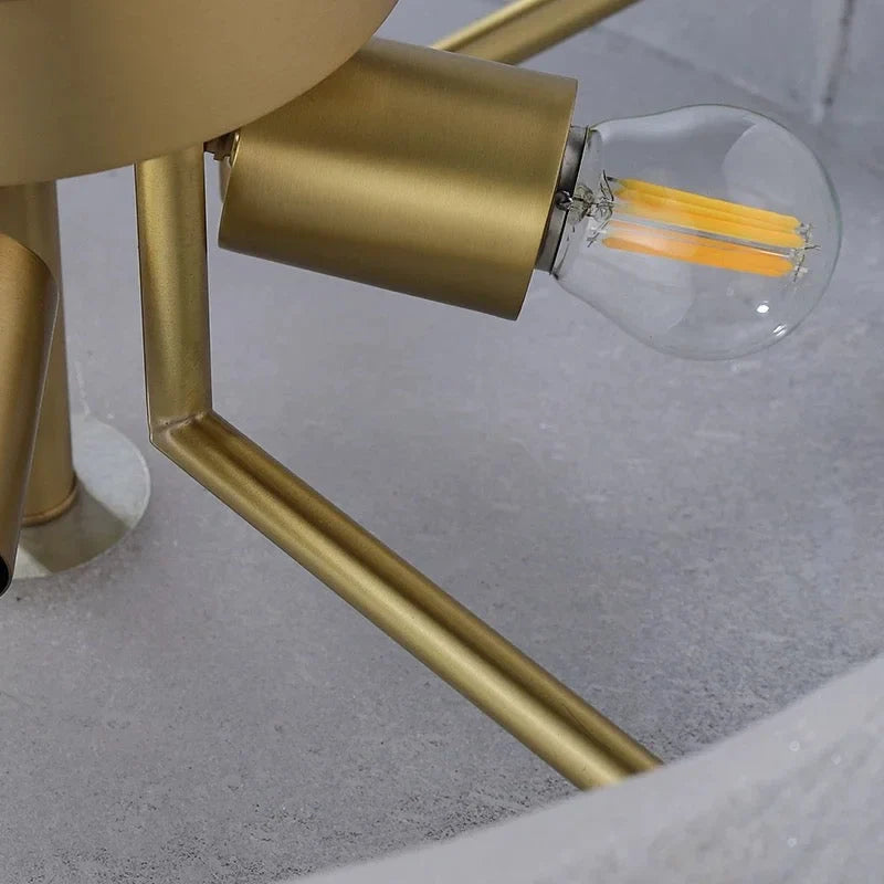 MODERN FROSTED GLASS AND COPPER FLUSH MOUNT