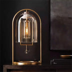 MODERN GLASS AND COPPER TABLE LAMP