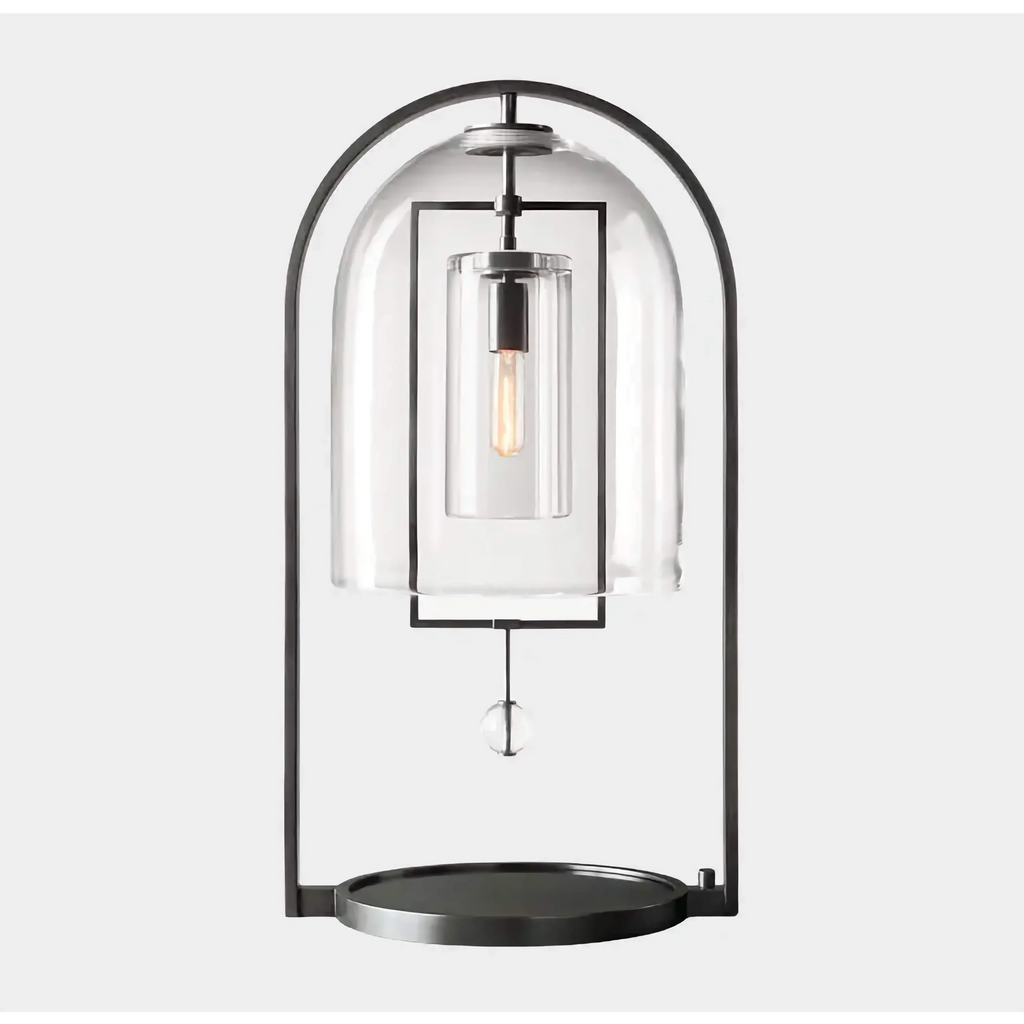 MODERN GLASS AND COPPER TABLE LAMP