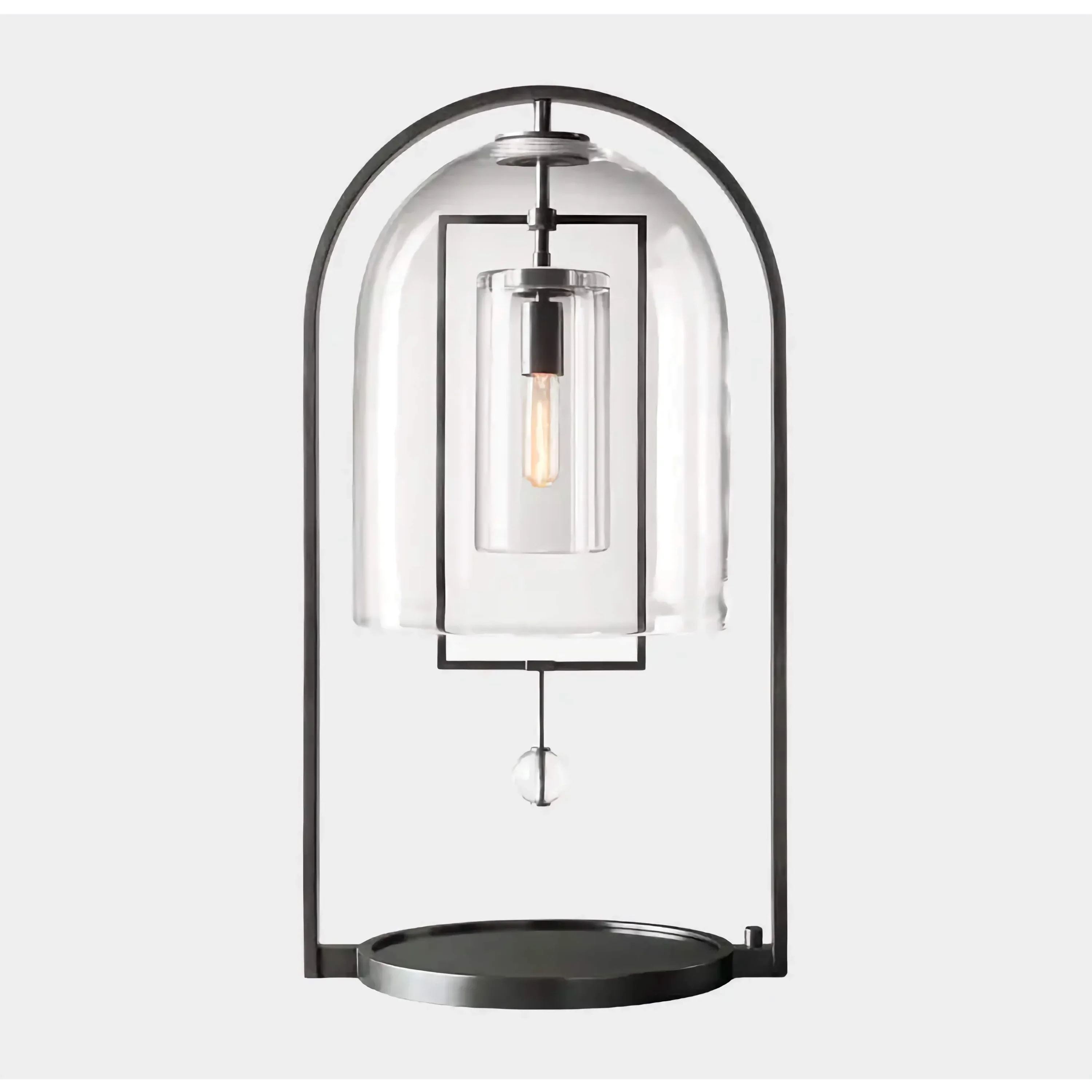 MODERN GLASS AND COPPER TABLE LAMP