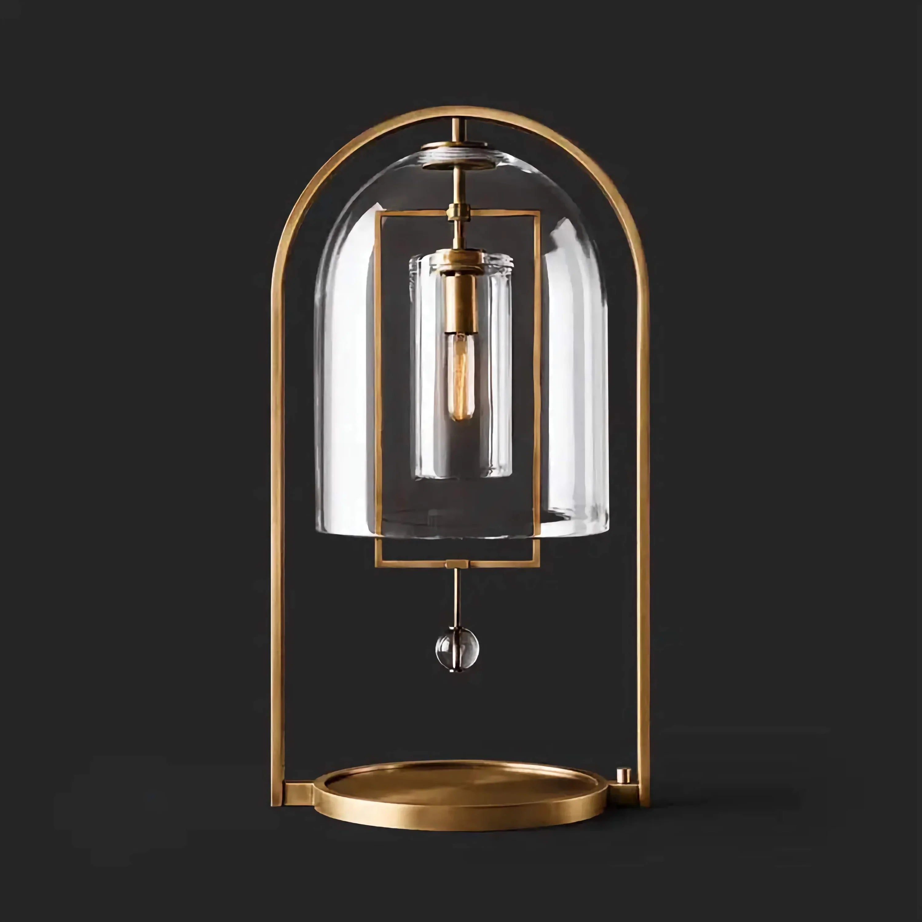 MODERN GLASS AND COPPER TABLE LAMP