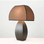 MODERN IRON TABLE LAMP WITH DARK FABRIC SHADE