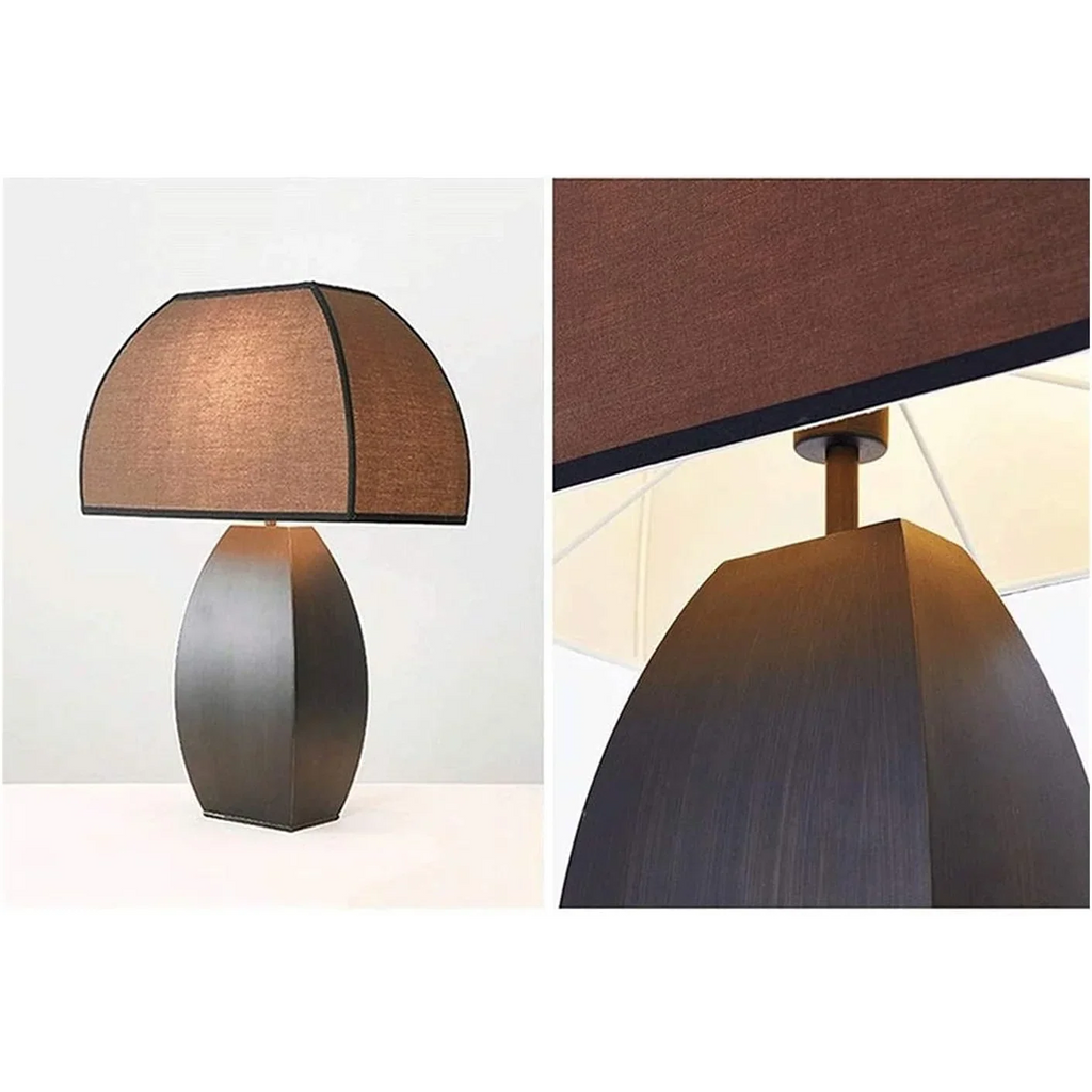 MODERN IRON TABLE LAMP WITH DARK FABRIC SHADE