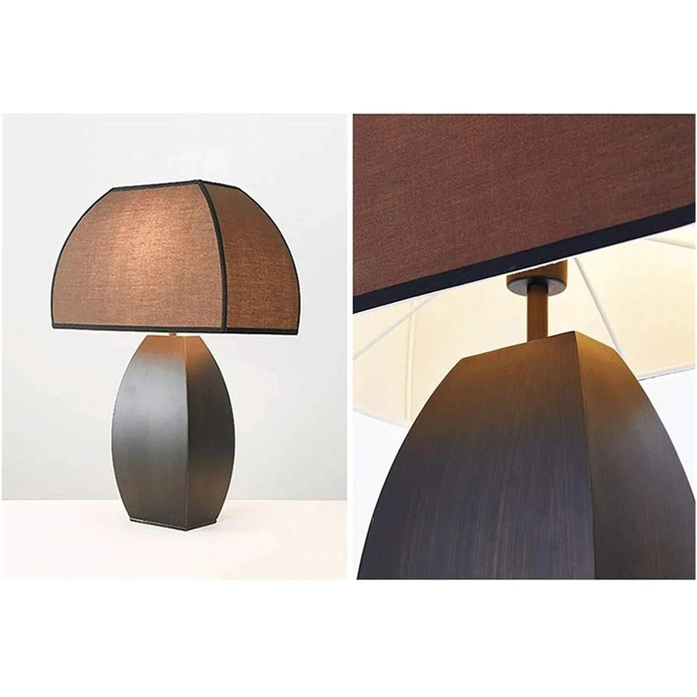 MODERN IRON TABLE LAMP WITH DARK FABRIC SHADE