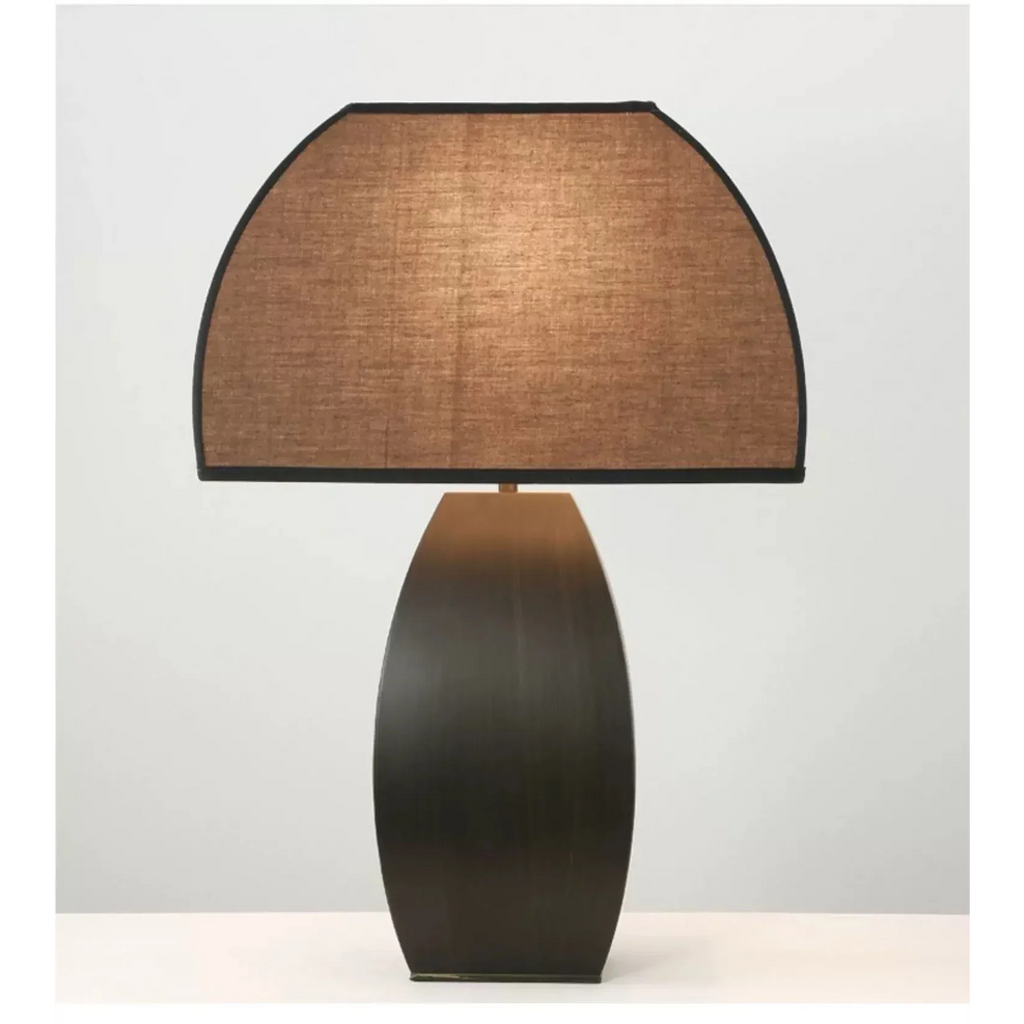 MODERN IRON TABLE LAMP WITH DARK FABRIC SHADE