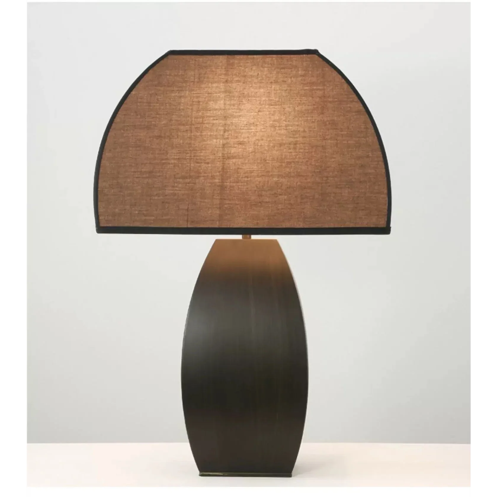 MODERN IRON TABLE LAMP WITH DARK FABRIC SHADE