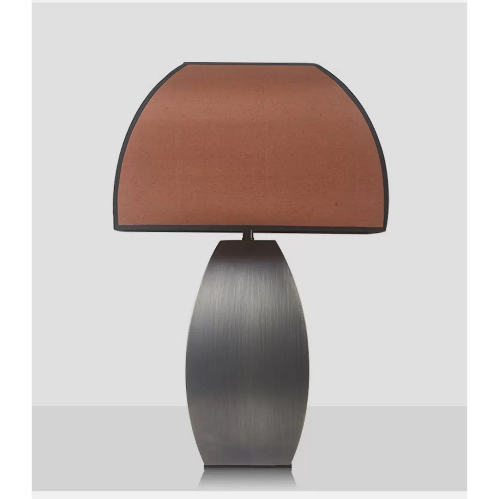 MODERN IRON TABLE LAMP WITH DARK FABRIC SHADE