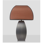 MODERN IRON TABLE LAMP WITH DARK FABRIC SHADE