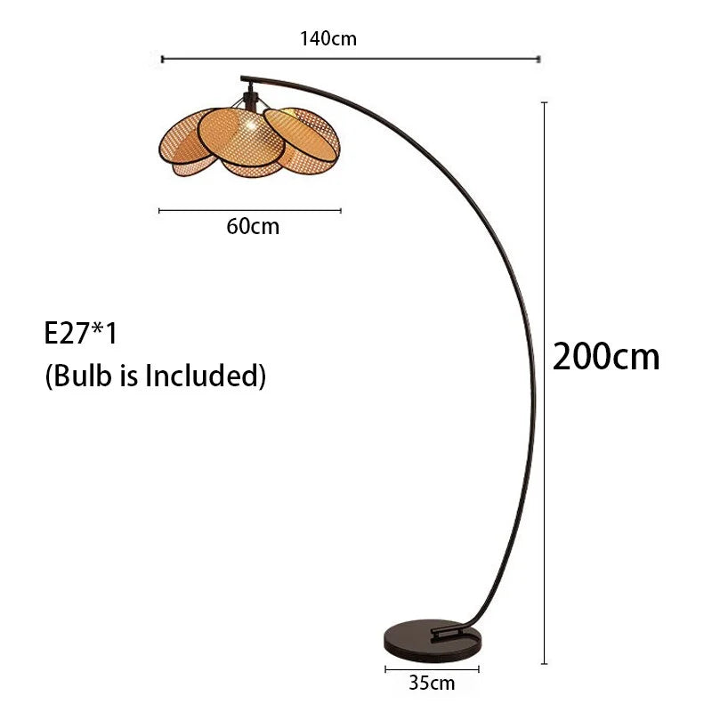 MODERN KNITTED RATTAN LED ARC FLOOR LAMP
