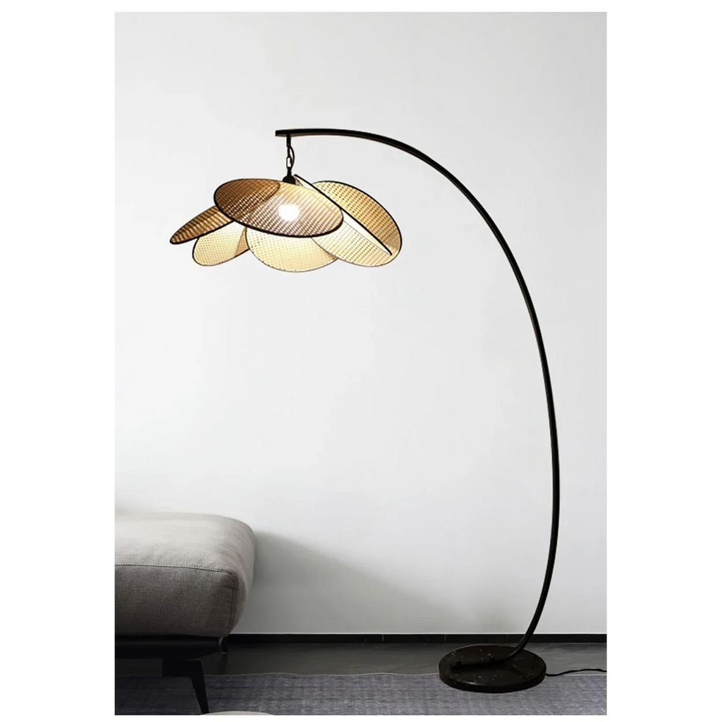 MODERN KNITTED RATTAN LED ARC FLOOR LAMP