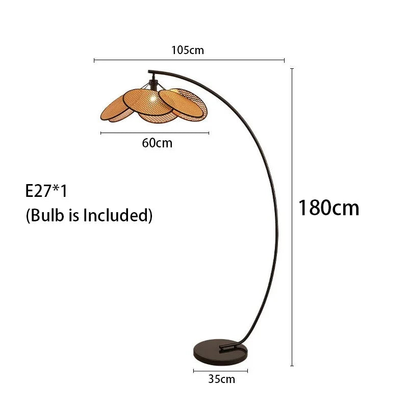 MODERN KNITTED RATTAN LED ARC FLOOR LAMP