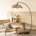 MODERN KNITTED RATTAN LED ARC FLOOR LAMP