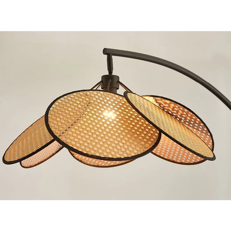 MODERN KNITTED RATTAN LED ARC FLOOR LAMP