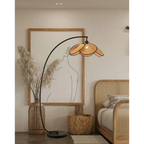 MODERN KNITTED RATTAN LED ARC FLOOR LAMP