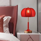 MODERN RED TABLE LAMP WITH WHITE FABRIC SHADE | DESIGN CLSS020N