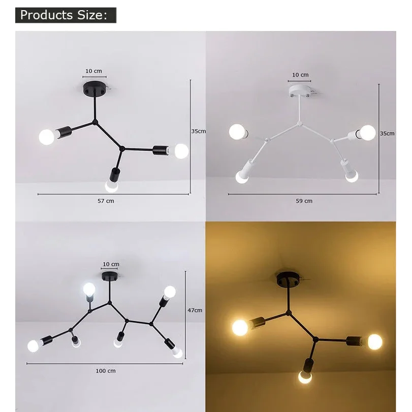 MOLECULE LED BLACK CEILING LIGHT FIXTURES
