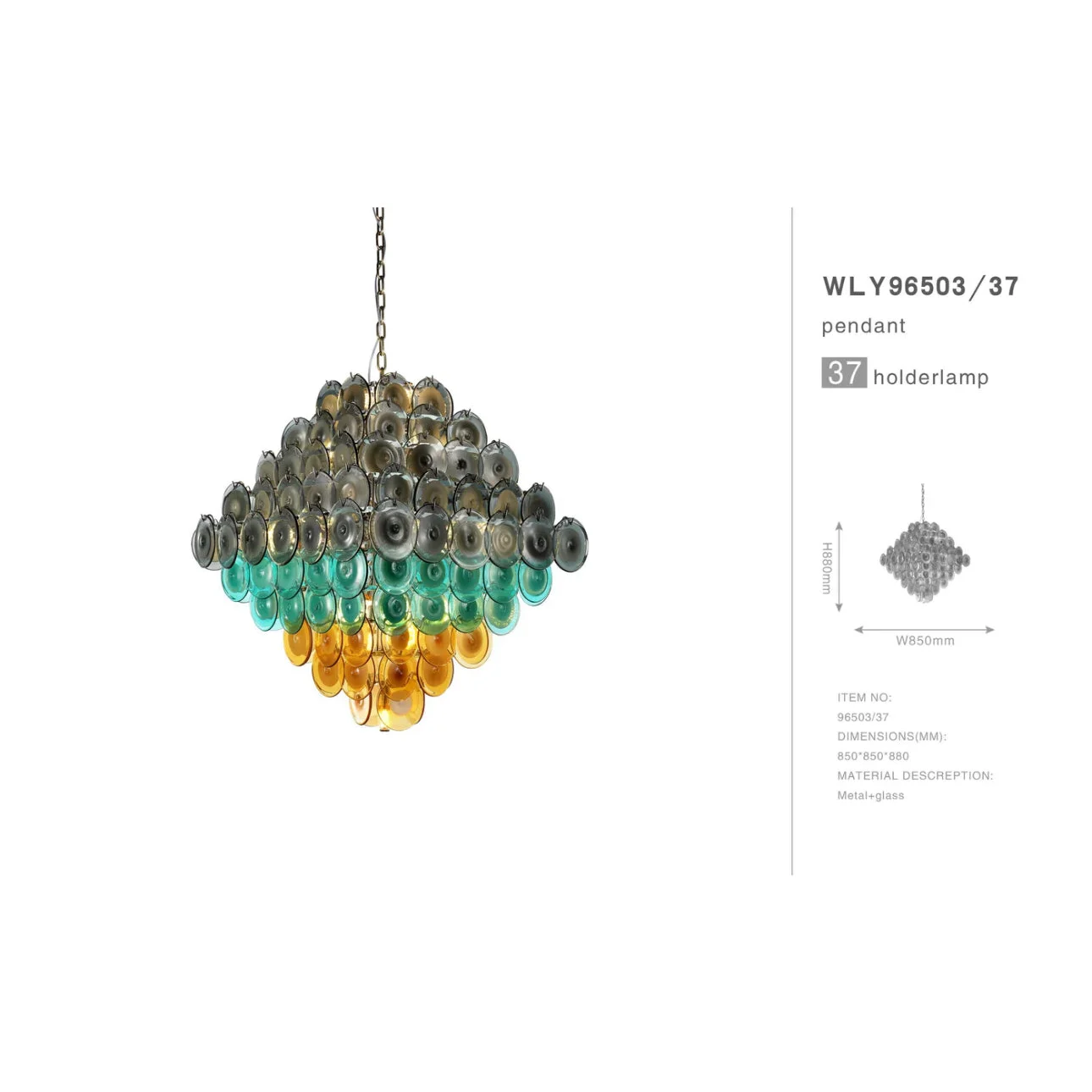 MURANO ROUND GLASS CHANDELIER | CLOP895000
