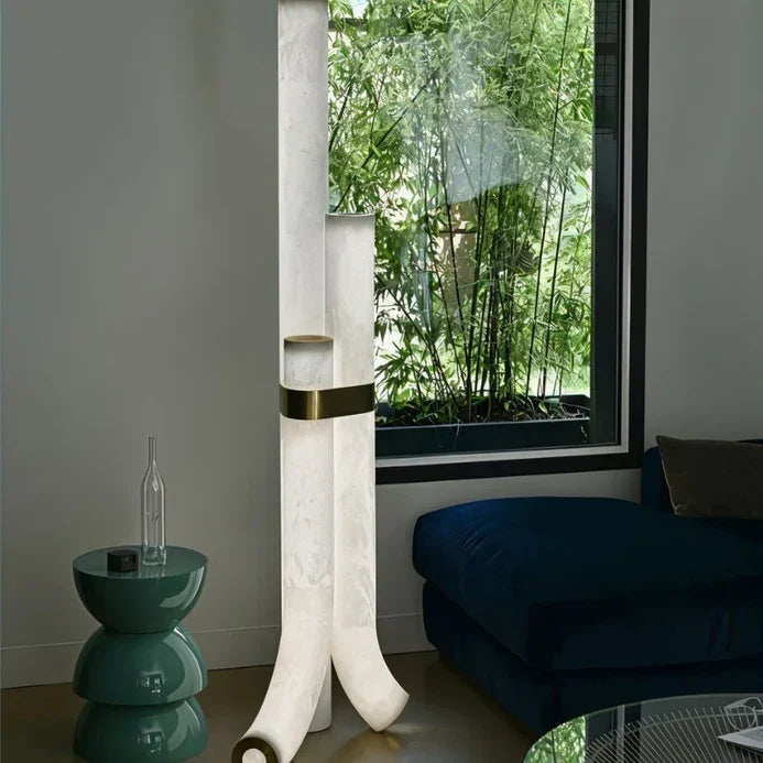 NATURAL ALABASTER AND BRASS LED FLOOR LAMP | LUCE D’ALABASTRO