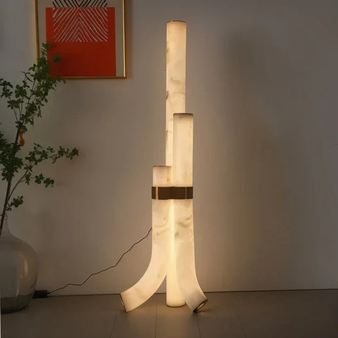 NATURAL ALABASTER AND BRASS LED FLOOR LAMP | LUCE D’ALABASTRO