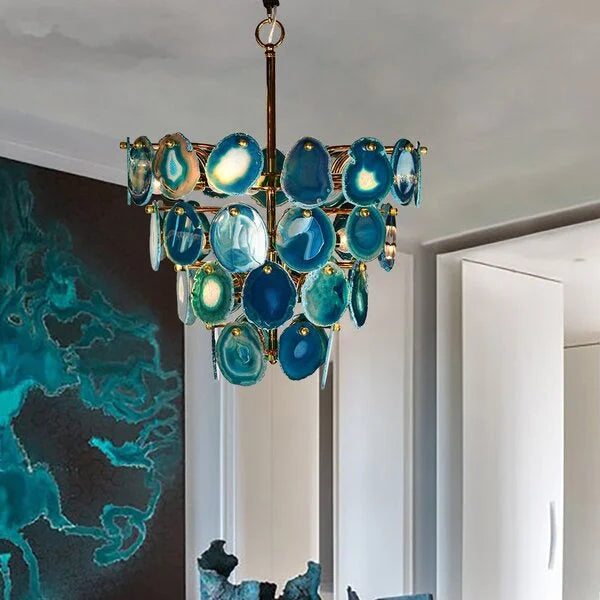NATURAL GREEN AGATE CHANDELIER