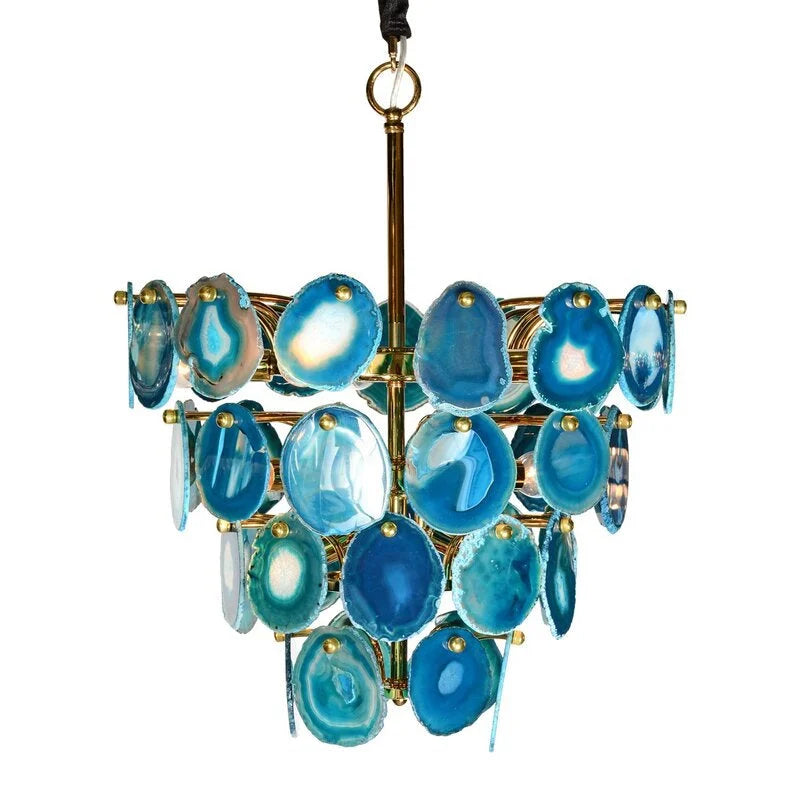 NATURAL GREEN AGATE CHANDELIER