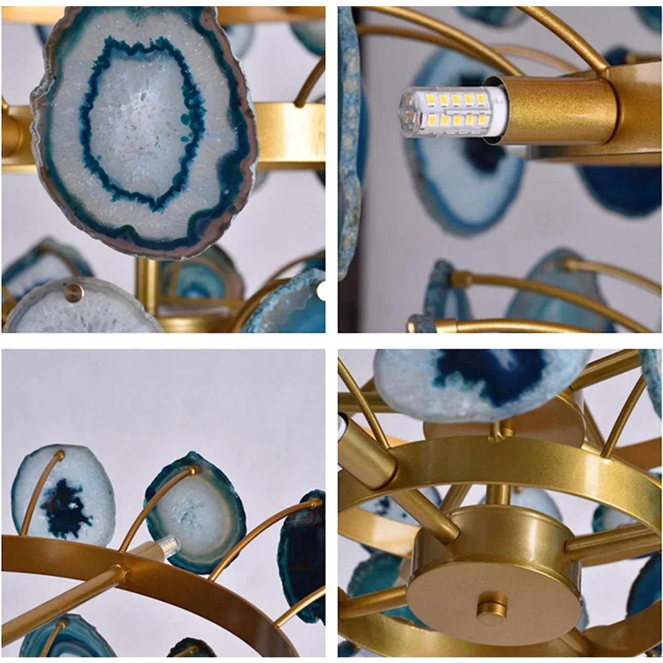 NATURAL GREEN AGATE CHANDELIER