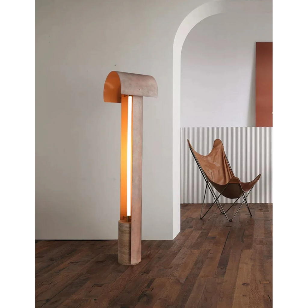 NATURAL TRAVERTINE ALLOY FLOOR LAMP | DESIGN PIETRA