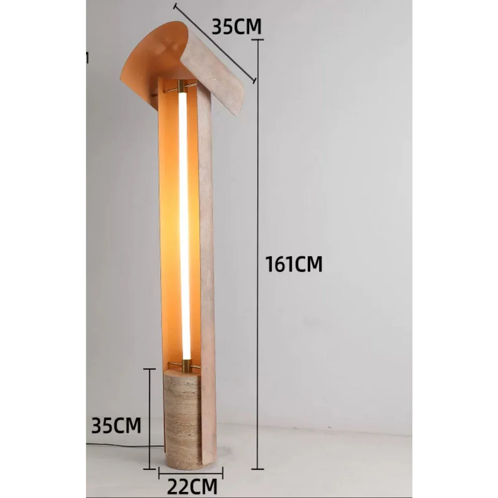 NATURAL TRAVERTINE ALLOY FLOOR LAMP | DESIGN PIETRA