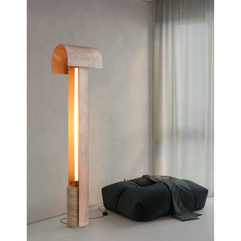 NATURAL TRAVERTINE ALLOY FLOOR LAMP | DESIGN PIETRA