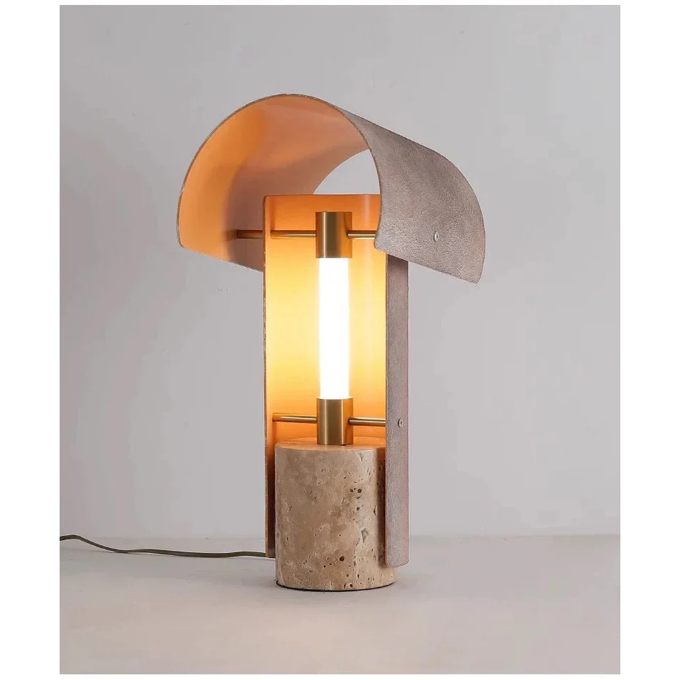 NATURAL TRAVERTINE & ALLOY TABLE LAMP | DESIGN PIETRA