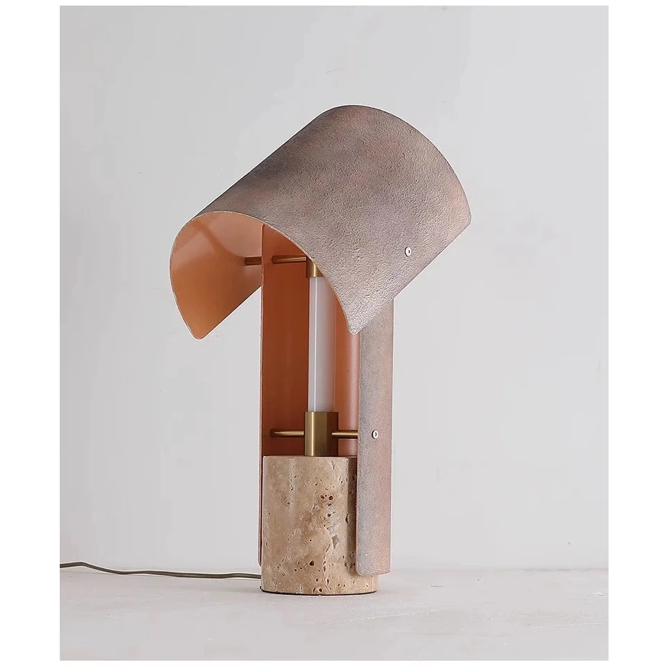 NATURAL TRAVERTINE & ALLOY TABLE LAMP | DESIGN PIETRA