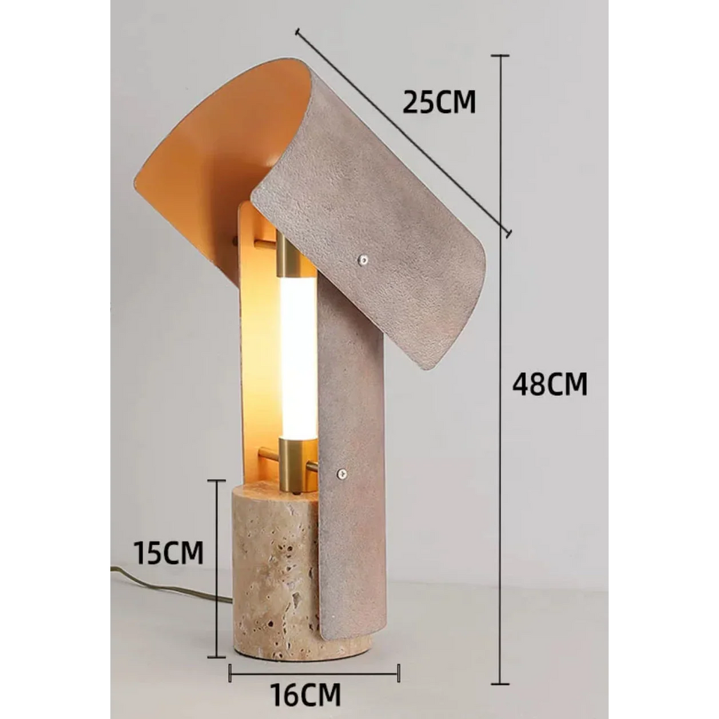 NATURAL TRAVERTINE & ALLOY TABLE LAMP | DESIGN PIETRA
