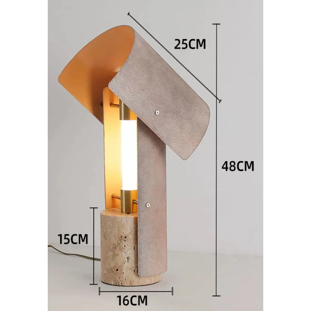 NATURAL TRAVERTINE & ALLOY TABLE LAMP | DESIGN PIETRA